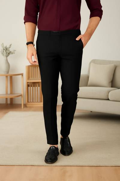 METRONAUT Slim Fit Men Black Trousers