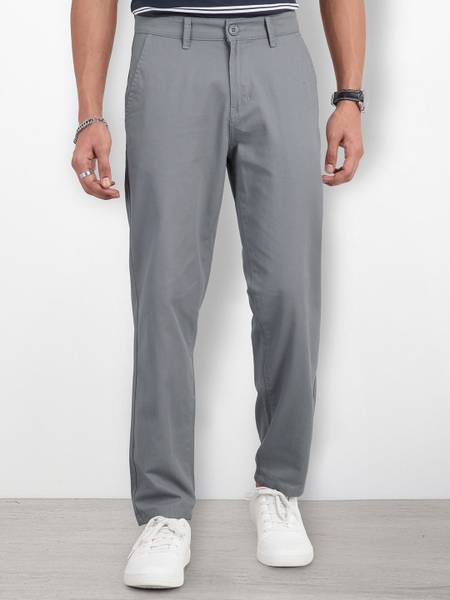 Roadster Straight Fit Men Grey Trousers