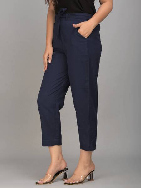 VYMO Regular Fit Women Dark Blue Trousers