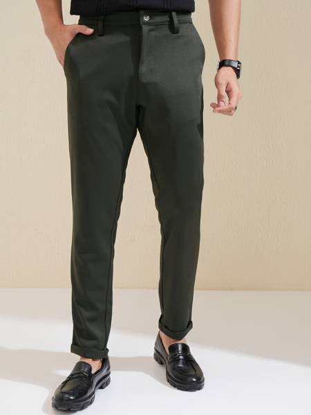 HIGHLANDER Slim Fit Men Green Trousers