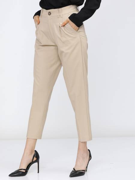 Tokyo Talkies Tapered Women Beige Trousers