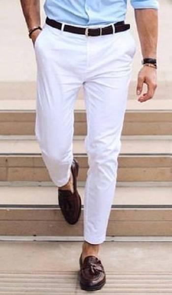 pesado Slim Fit Men White Trousers