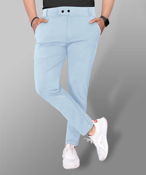 COMBRAIDED Slim Fit Men Light Blue Trousers