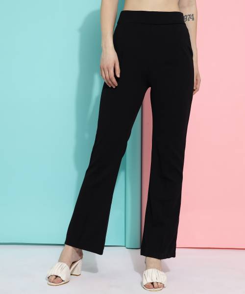 FUBACK Regular Fit Women Black Trousers