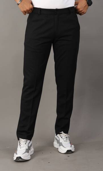 COMBRAIDED Regular Fit Men Black Trousers
