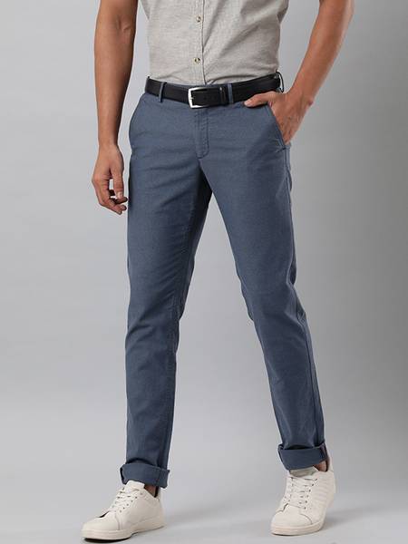 INDIAN TERRAIN Slim Fit Men Blue Trousers Price History