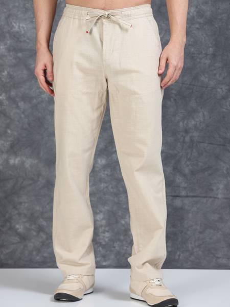 Roadster Relaxed Men Cream Trousers