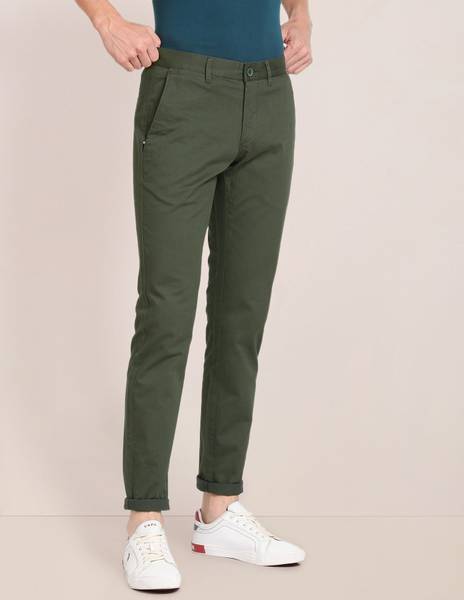 U.S. POLO ASSN. Slim Fit Men Green Trousers