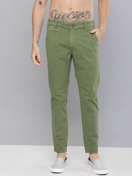 HERE&NOW Regular Fit Men Green Trousers