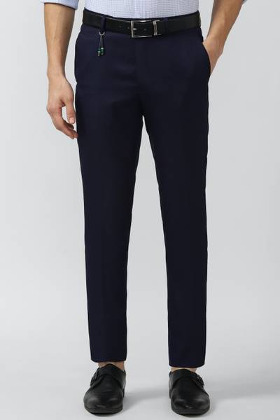 PETER ENGLAND Slim Fit Men Dark Blue Trousers
