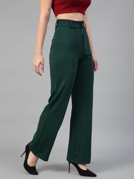KOTTY Regular Fit Women Dark Green Trousers