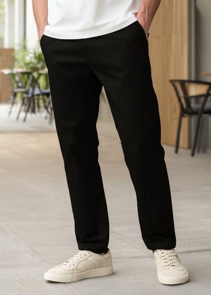 Urbano Fashion Slim Fit Men Black Trousers