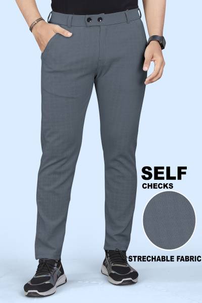 INDICLUB Regular Fit Men Grey Trousers