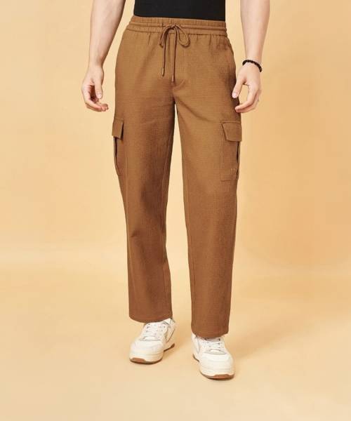 INDICLUB Loose Fit Men Brown Trousers