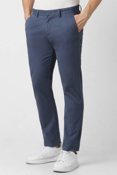 PETER ENGLAND Slim Fit Men Blue Trousers