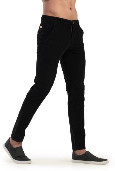 BELANO Slim Fit Men Black Trousers