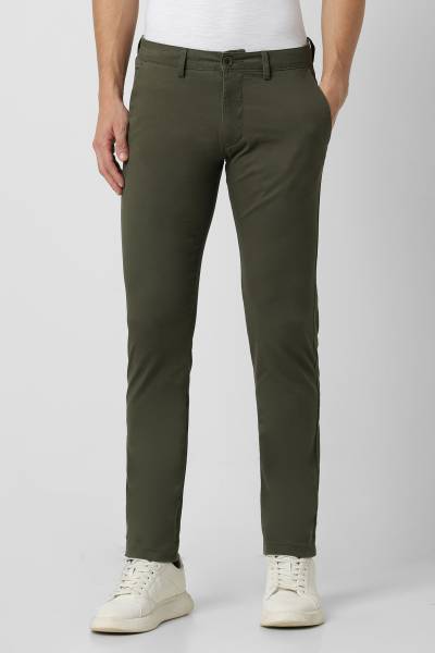 PETER ENGLAND Skinny Fit Men Light Green Trousers