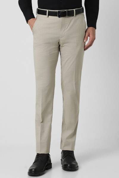 PETER ENGLAND Slim Fit Men Cream Trousers