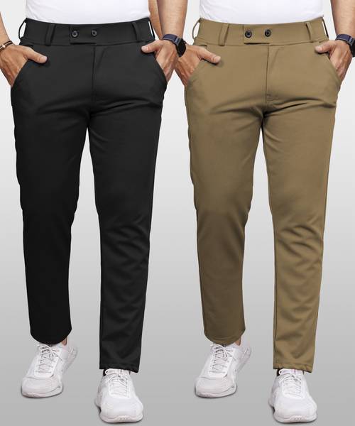 VeBNoR Regular Fit Men Black, Khaki Trousers
