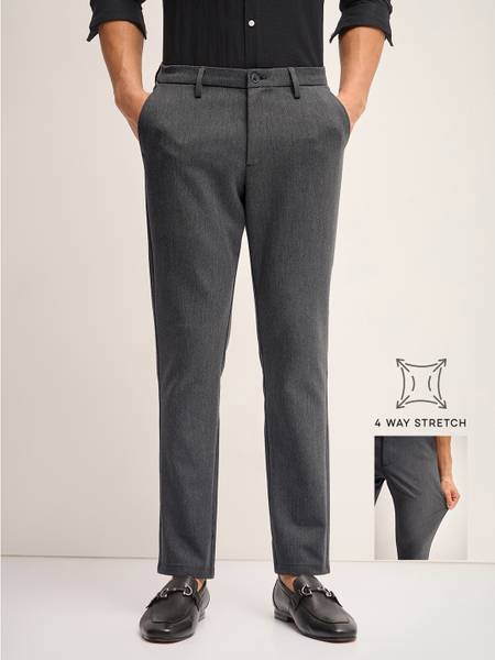 THE BEAR HOUSE Slim Fit Men Grey Trousers