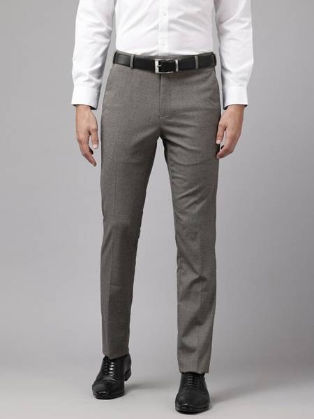 PARK AVENUE Slim Fit Men Grey Trousers