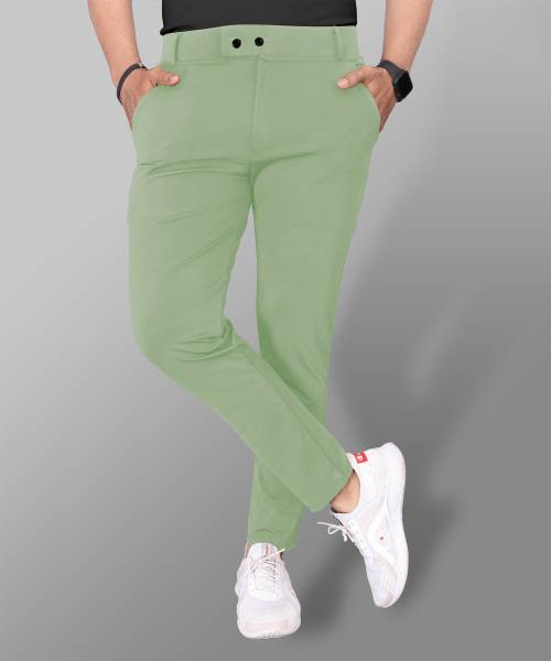 GIBBONTE Slim Fit Men Light Green Trousers