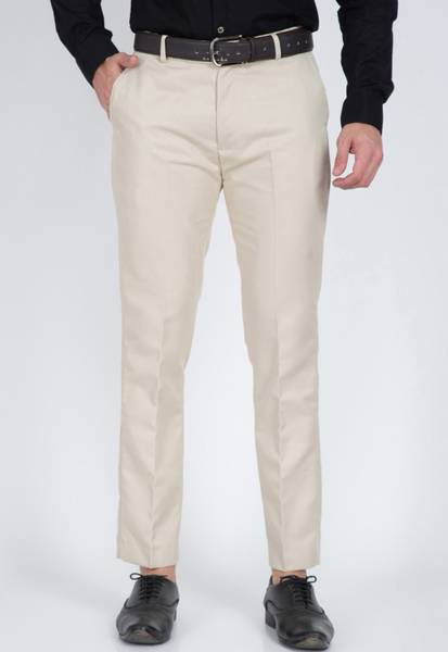 FUBAR Regular Fit Men Cream Trousers