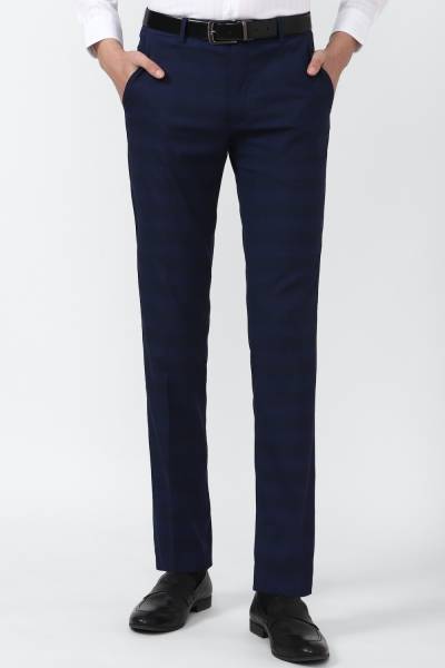 PETER ENGLAND Slim Fit Men Dark Blue Trousers