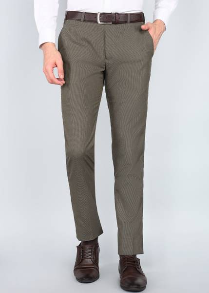 PARK AVENUE Slim Fit Men Brown Trousers