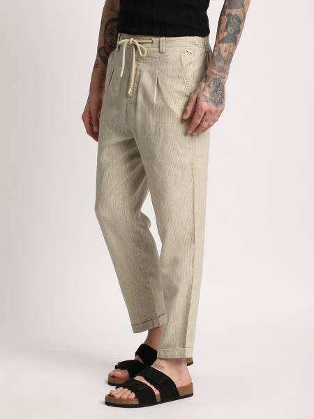 THE BEAR HOUSE Tapered Men Cream Trousers