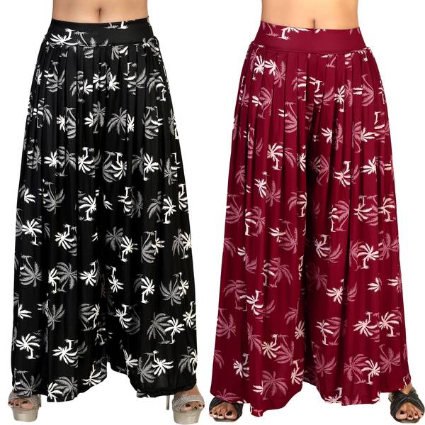 Fashion Bazaar Flared Women Black, Maroon Trousers