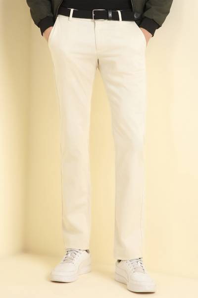 Allen Solly Regular Fit Men Cream Trousers