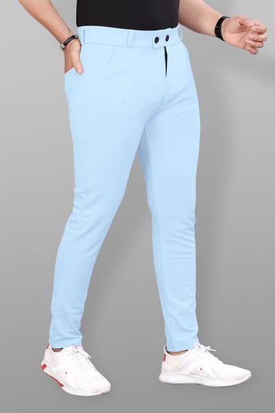 COMBRAIDED Slim Fit Men Light Blue Trousers