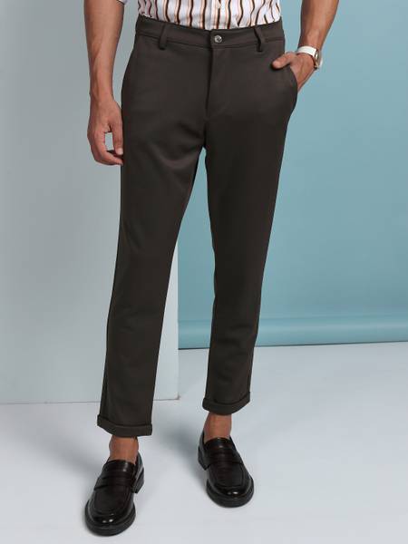 HIGHLANDER Knitted Regular Fit Men Brown Trousers