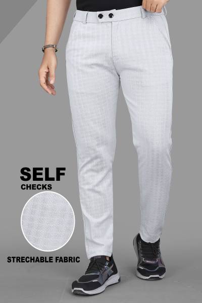 INDICLUB Regular Fit Men Silver Trousers