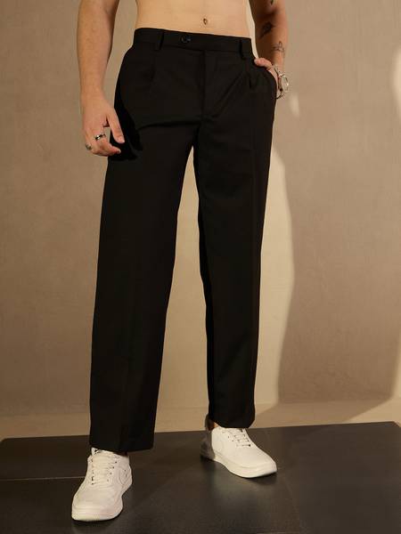 DENNISON Loose Fit Men Black Trousers