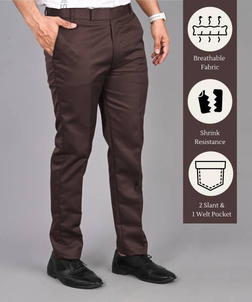 STREETVIBES Regular Fit Men Brown Trousers