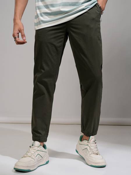 HIGHLANDER Slim Fit Men Black Trousers