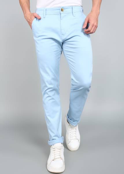 WROGN Slim Fit Men Light Blue Trousers