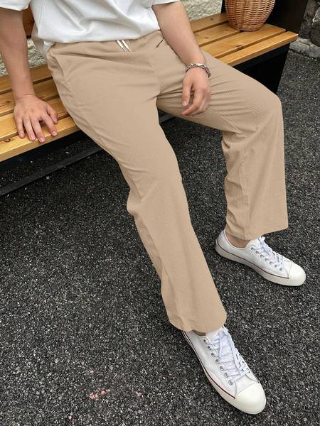 COMBRAIDED Loose Fit Men Beige Trousers