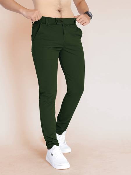 METRONAUT Slim Fit Men Dark Green Trousers