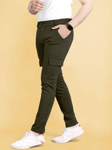 COMBRAIDED Comfort Fit Men Dark Green Trousers