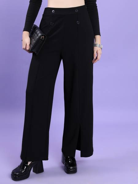 Tokyo Talkies Flared Women Black Trousers