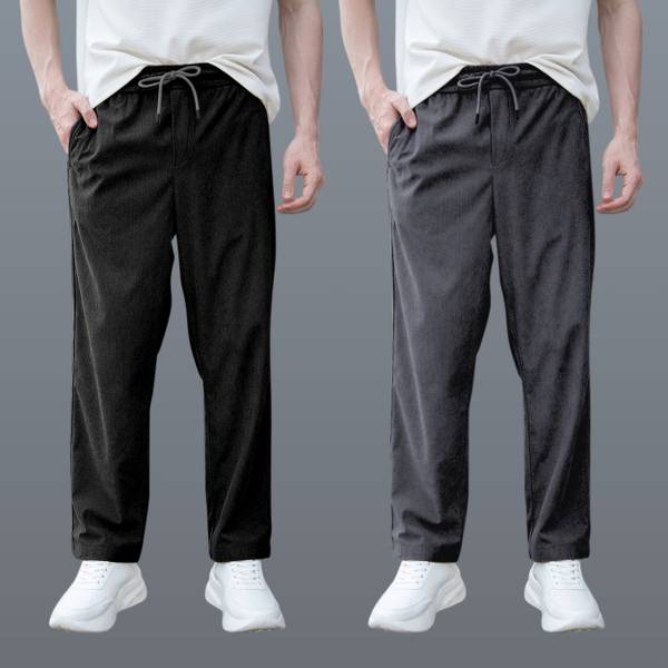GIBBONTE Relaxed Men Black, Grey Trousers