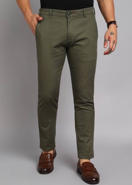 KILLER Slim Fit Men Dark Green Trousers