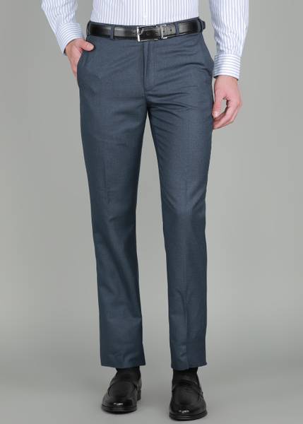 PARK AVENUE Regular Fit Men Dark Blue Trousers