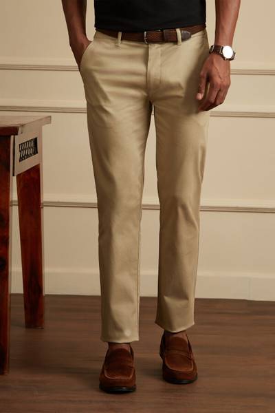 PETER ENGLAND Cricket Inspired Slim Fit Men Beige Trousers