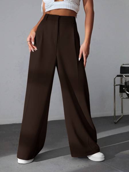 Leriya Fashion Regular Fit Women Brown Trousers