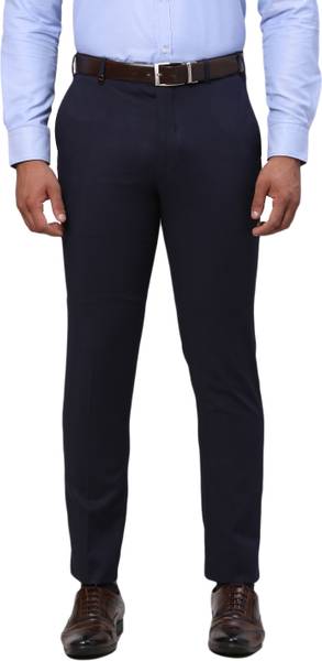PARK AVENUE Slim Fit Men Blue Trousers