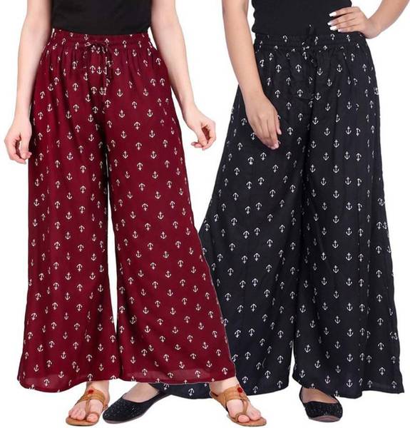 Aarul Fashion Regular Fit Women Black, Maroon Trousers